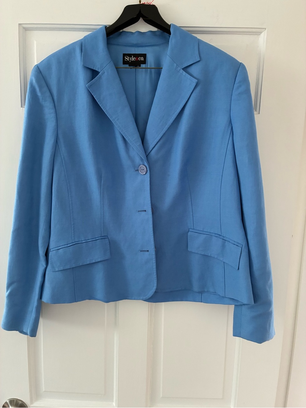 Style & Co. Women's Sky Blue Single-Button Blazer